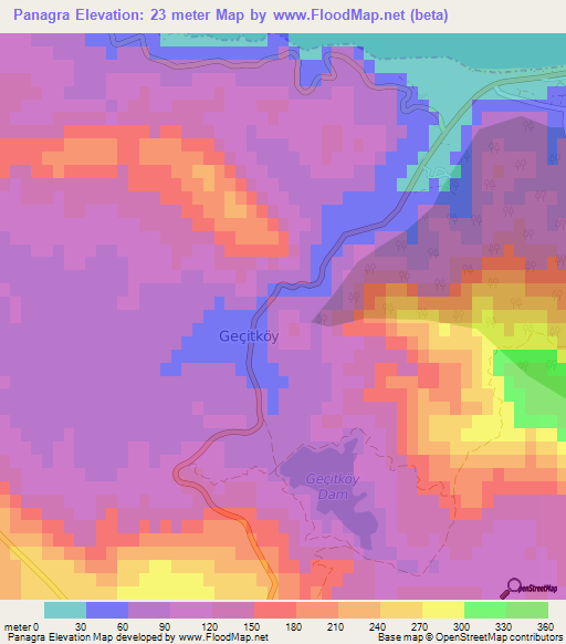 Panagra,Cyprus Elevation Map
