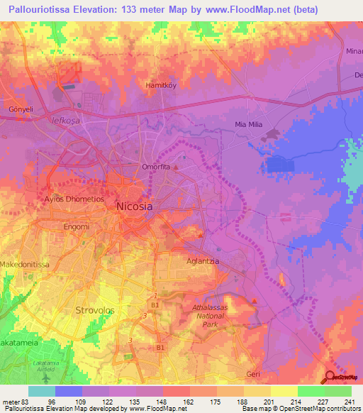 Pallouriotissa,Cyprus Elevation Map