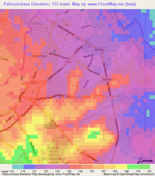Pallouriotissa,Cyprus Elevation Map