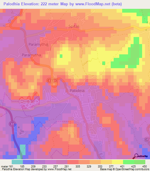 Palodhia,Cyprus Elevation Map