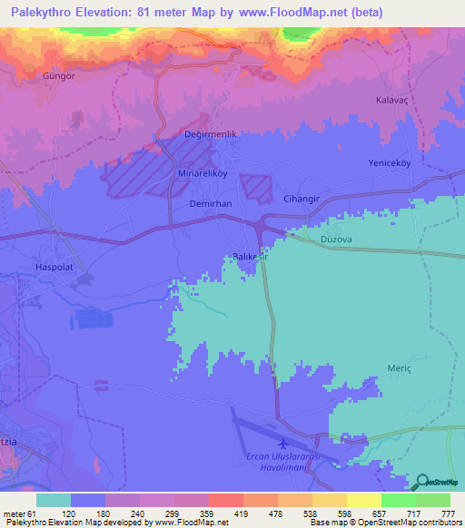 Palekythro,Cyprus Elevation Map