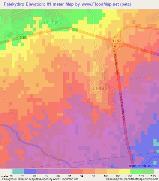 Palekythro,Cyprus Elevation Map