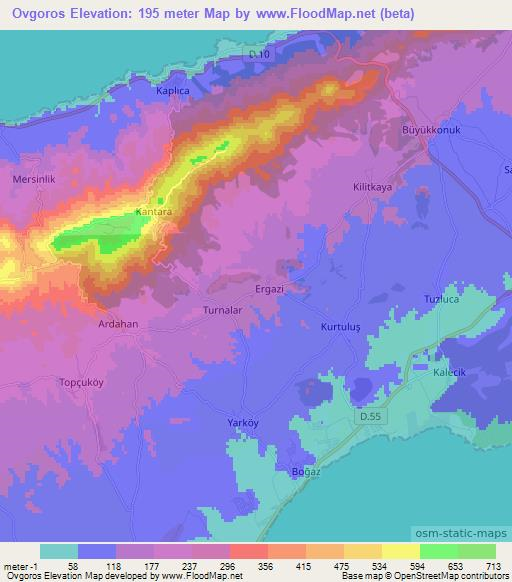 Ovgoros,Cyprus Elevation Map