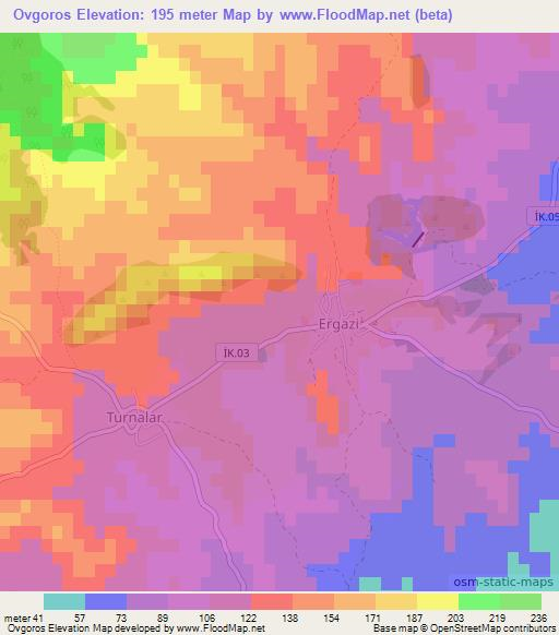 Ovgoros,Cyprus Elevation Map