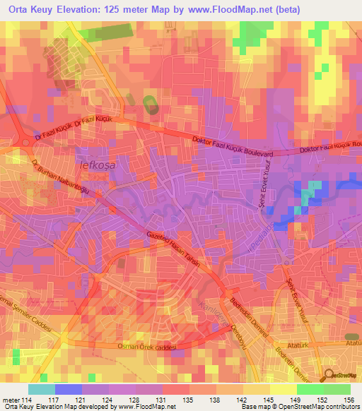 Orta Keuy,Cyprus Elevation Map