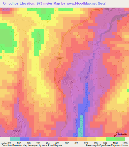Omodhos,Cyprus Elevation Map