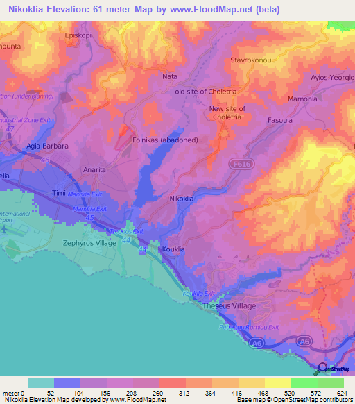 Nikoklia,Cyprus Elevation Map