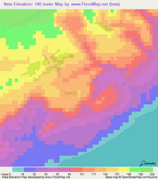 Neta,Cyprus Elevation Map