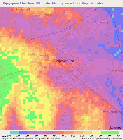 Vijayapura,India Elevation Map