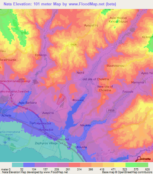 Nata,Cyprus Elevation Map