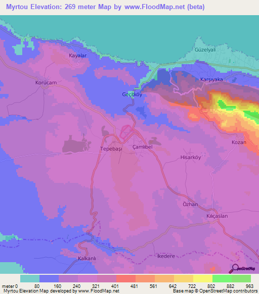 Myrtou,Cyprus Elevation Map