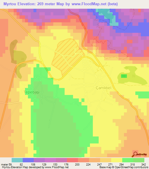 Myrtou,Cyprus Elevation Map