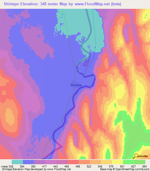 Shirtepe,Turkmenistan Elevation Map