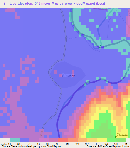 Shirtepe,Turkmenistan Elevation Map