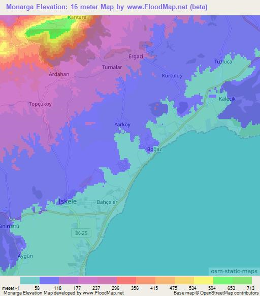 Monarga,Cyprus Elevation Map