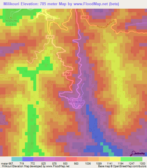 Milikouri,Cyprus Elevation Map