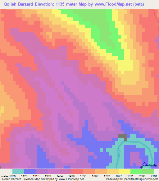 Qolleh Barzard,Iran Elevation Map