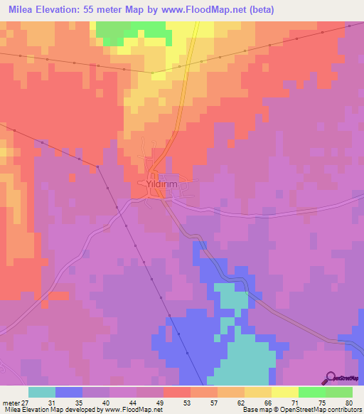 Milea,Cyprus Elevation Map