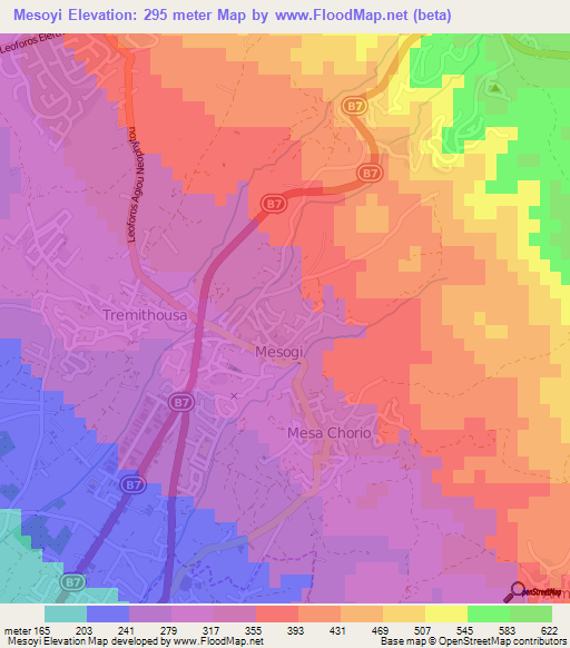 Mesoyi,Cyprus Elevation Map