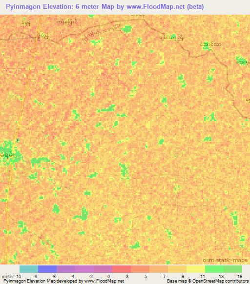 Pyinmagon,Thailand Elevation Map