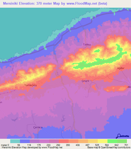 Mersiniki,Cyprus Elevation Map