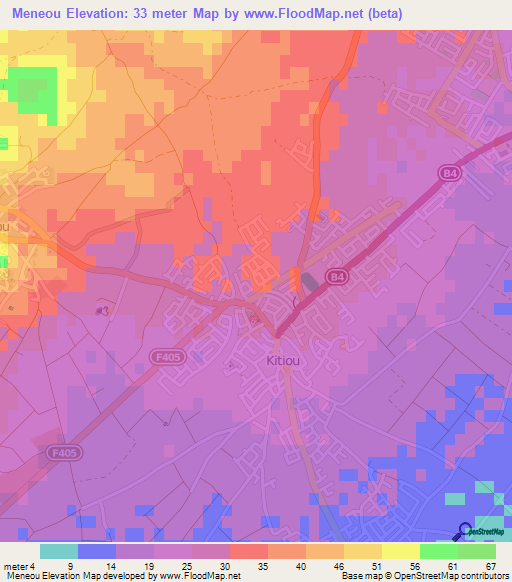 Meneou,Cyprus Elevation Map
