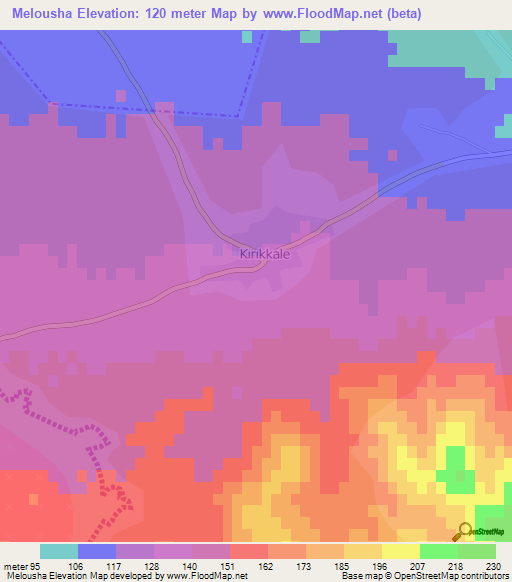 Melousha,Cyprus Elevation Map
