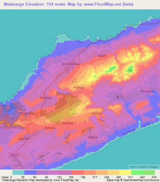 Melanarga,Cyprus Elevation Map