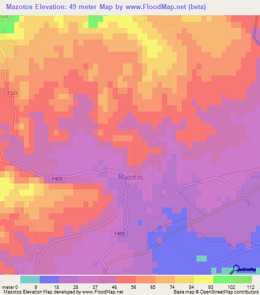 Mazotos,Cyprus Elevation Map