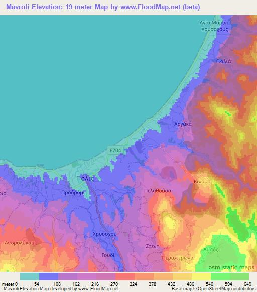 Mavroli,Cyprus Elevation Map