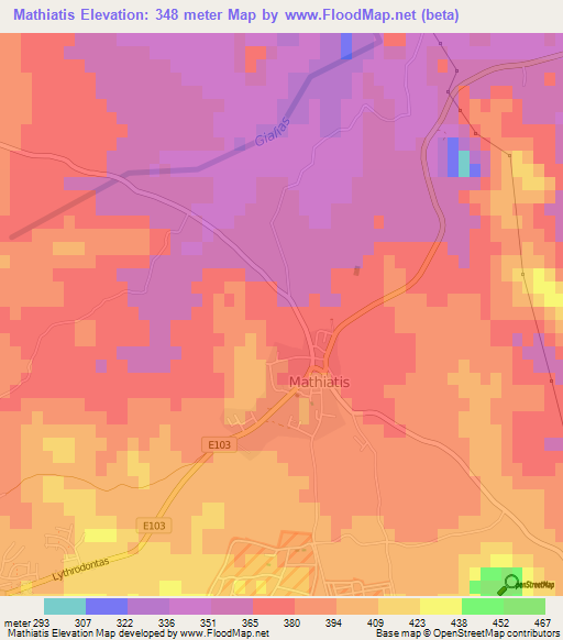 Mathiatis,Cyprus Elevation Map