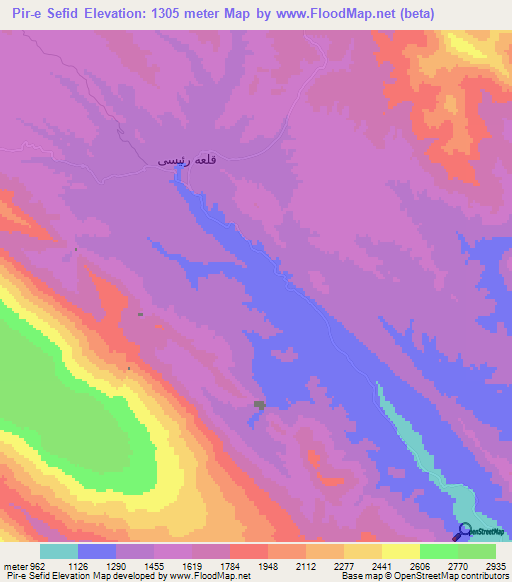 Pir-e Sefid,Iran Elevation Map