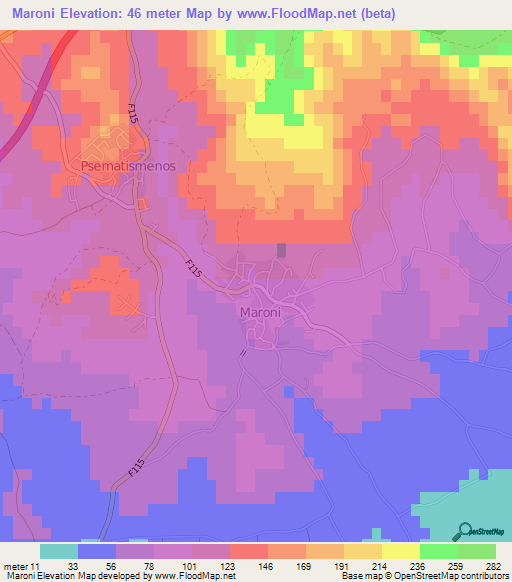 Maroni,Cyprus Elevation Map