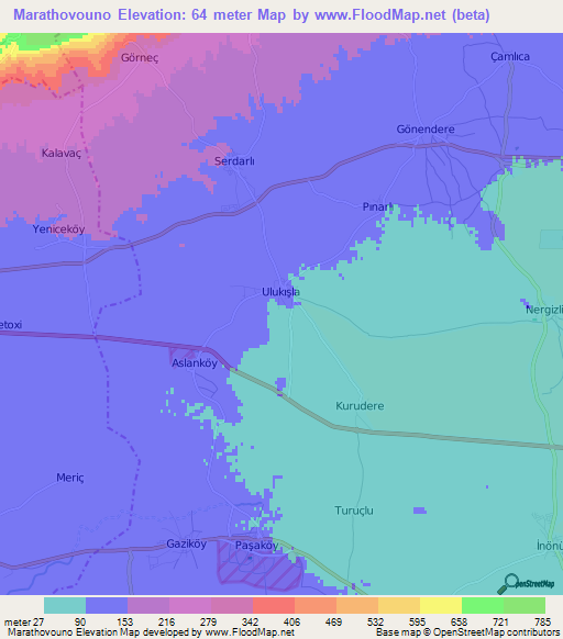 Marathovouno,Cyprus Elevation Map