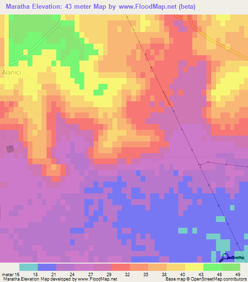 Maratha,Cyprus Elevation Map