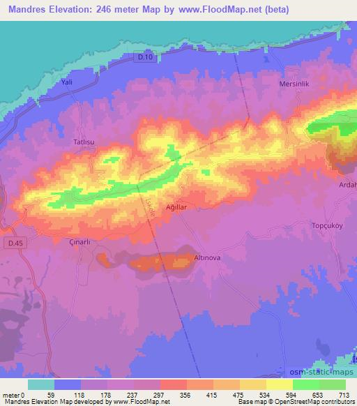 Mandres,Cyprus Elevation Map