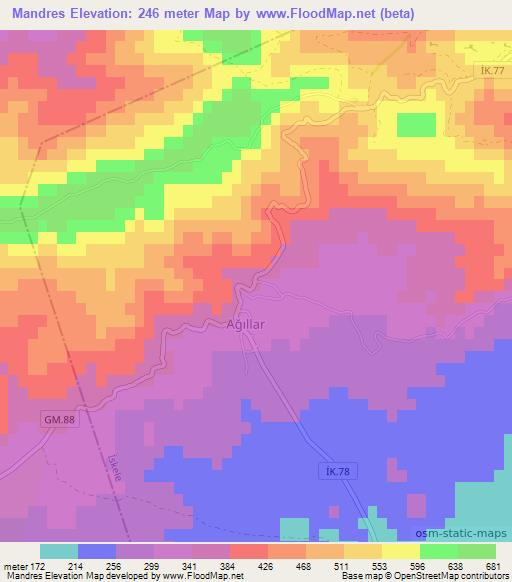 Mandres,Cyprus Elevation Map