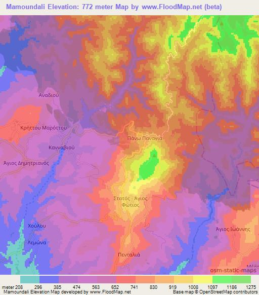 Mamoundali,Cyprus Elevation Map