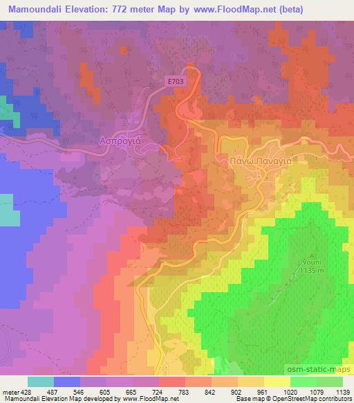 Mamoundali,Cyprus Elevation Map