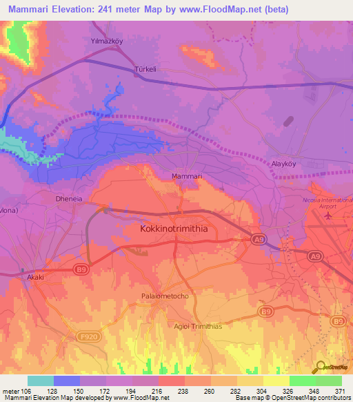 Mammari,Cyprus Elevation Map