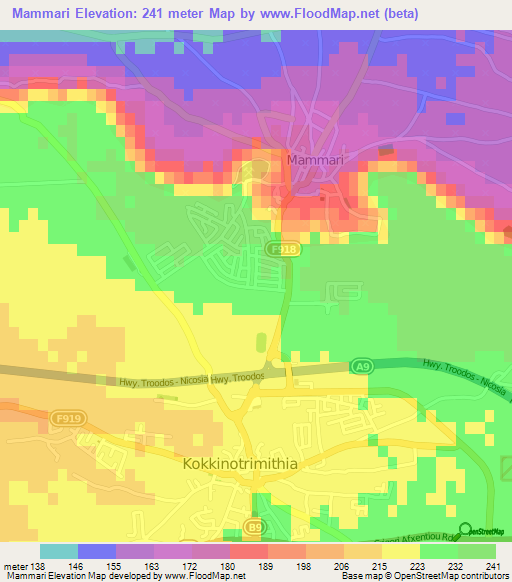 Mammari,Cyprus Elevation Map