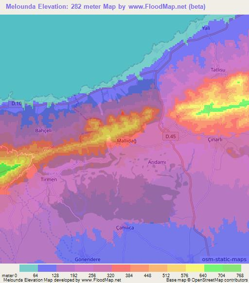 Melounda,Cyprus Elevation Map