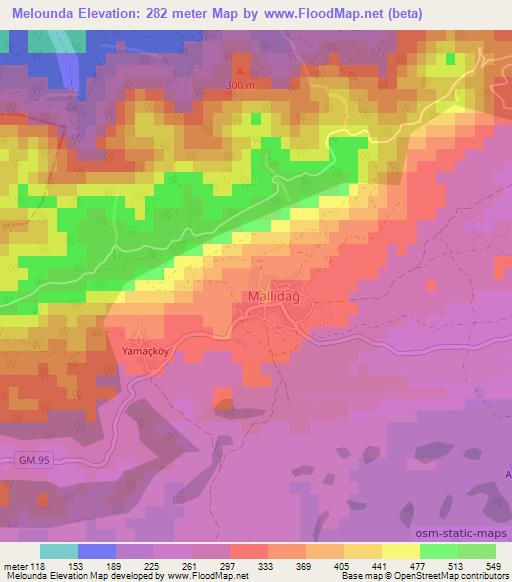 Melounda,Cyprus Elevation Map