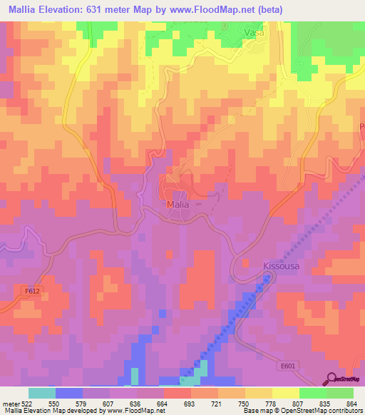 Mallia,Cyprus Elevation Map