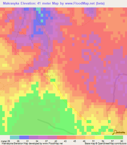 Makrasyka,Cyprus Elevation Map