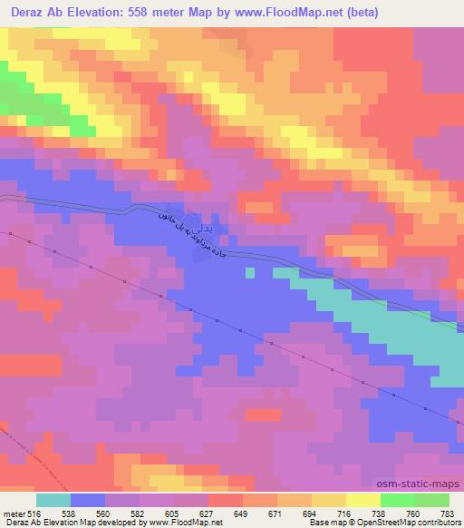 Deraz Ab,Iran Elevation Map