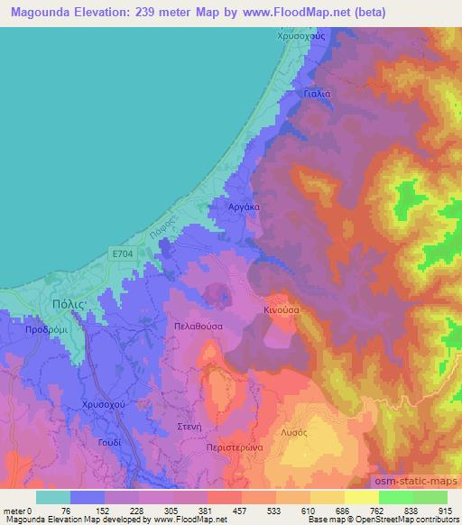 Magounda,Cyprus Elevation Map