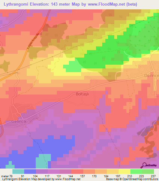 Lythrangomi,Cyprus Elevation Map