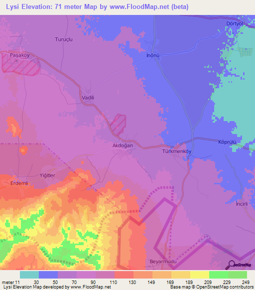 Lysi,Cyprus Elevation Map