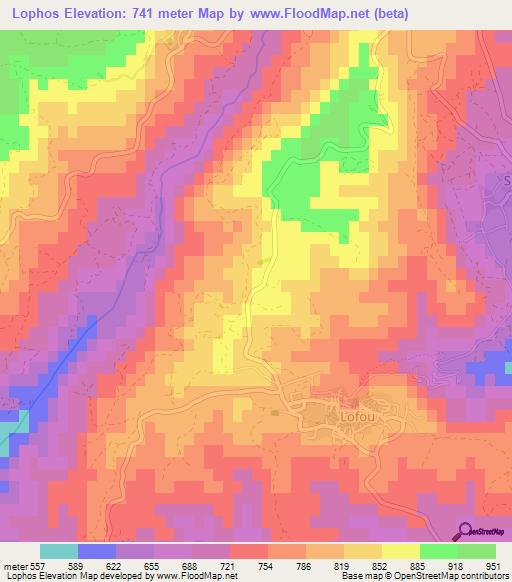 Lophos,Cyprus Elevation Map